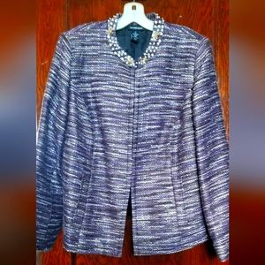 Lane Bryant tweed jacket with embellished collar